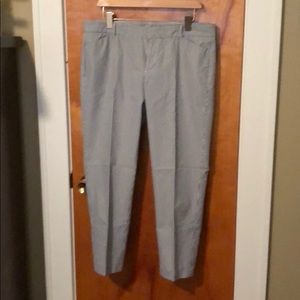 Slim Cropped Seersucker Pants